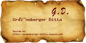 Grünsberger Ditta névjegykártya